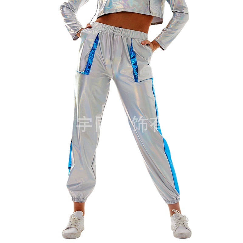 Весна и лето женские брюки больших размеров женские свободные повседневные брюки новые подходящие цвета брюки из лакированной кожи с трехмерным карманом, цельная доставка