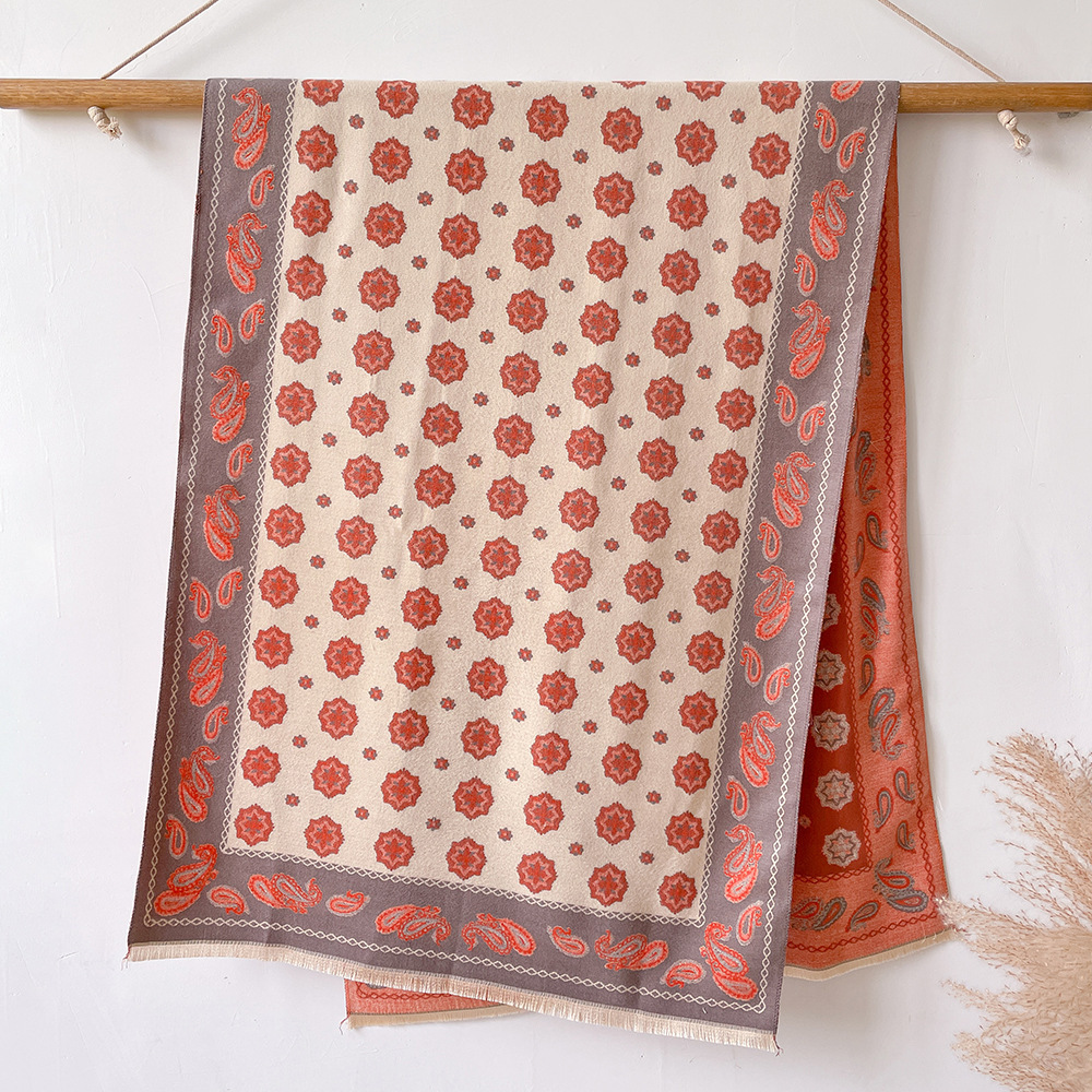 Nueva bufanda floral de Cachemira para las mujeres estilo coreano Otoño e Invierno versátil aire acondicionado chal moda gruesa bufanda caliente