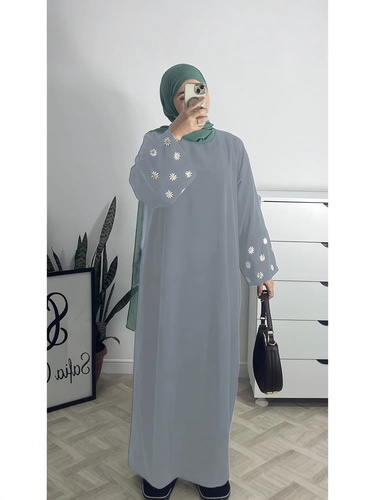 New Ins floral embroidery Abaya coat robe Middle Eastern Dubai dress embroidered outer robe