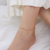 Brand small design universal zirconium stainless steel heart-shaped, ankle bracelet, accessory, french style, trend of season, 750 sample gold