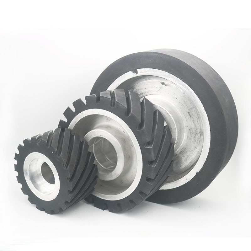 Máquina de cinta de abrasiva rueda de goma orificio de rodamiento rueda de núcleo de aluminio máquina de pulido rueda pasiva molienda tanque de arena rueda de pulido rueda accionada