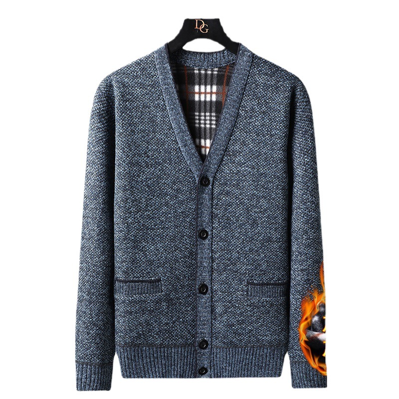 Chaqueta de punto transfronteriza Otoño e Invierno de los hombres de mediana edad y ancianos ropa al aire libre con cuello en V abrigo de suéter de pecho suelto de los hombres ocasionales