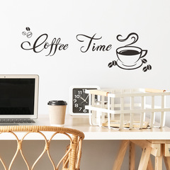 LD-E003 English Wall Sticker Coffee Time Café Kitchen Background Decoration Wall Sticker Self-adhesive