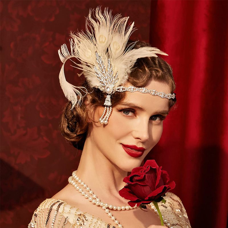 1920S Gatsby Retro Exaggerated Feather Headband Halloween Party Prom Accessories Wedding Headwear Hair Accessories