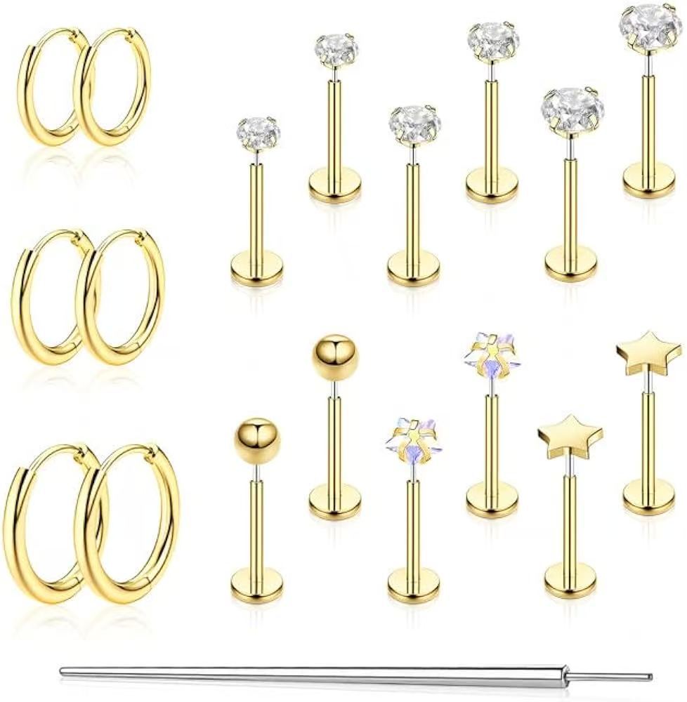 16G labret stud size and finish detail