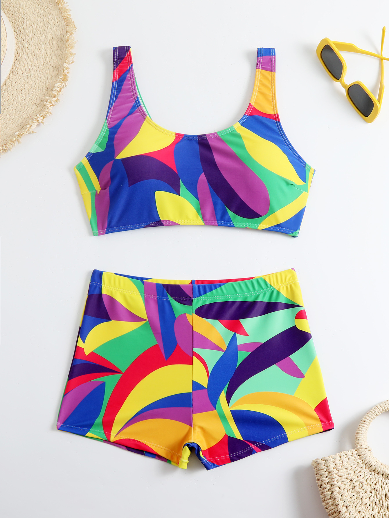 Traje de baño de comercio exterior transfronterizo europeo y americano dividido de dos piezas sexy cinturón de hombro estampado bikini traje de baño de mujer al por mayor