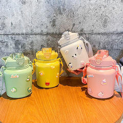 New double-drink pot-bellied thermos cup, fashionable and portable, high-looking water cup, Internet celebrity student large-capacity sports kettle