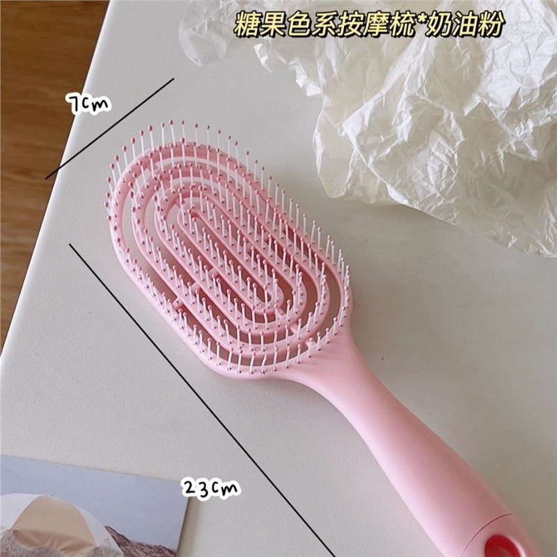 Cute estilo macarón costilla de masaje de tipo de retorno vacío casero cabello recto rizado cabello de masaje de cabello suelto peine de cuidado del cabello