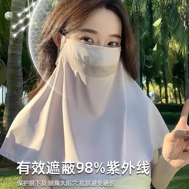 新しい日焼け止めベール、紫外線防止、女性用ネックプロテクター、目の保護マスク、アイスシルク通気孔、屋外用|undefined