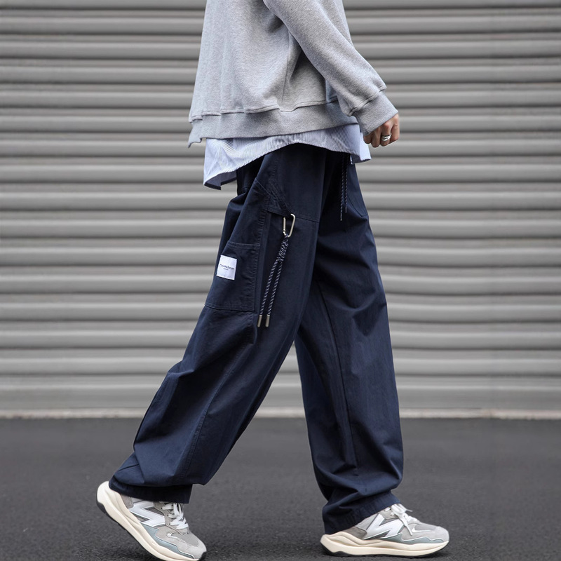 Japanese-Style Functional Patchwork Casual Pants for Men, Spring and Autumn Loose Straight Basic Cityboy Wide-Leg Cargo Long Pants for Men Japanese-Style Functional Patchwork Casual Pants for Men, Spring and Autumn Loose Straight Basic Cityboy Wide-Leg Cargo Long Pants for Men