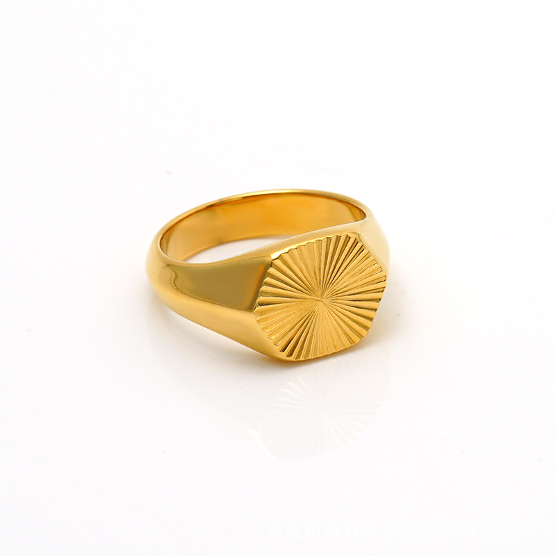 18k Vergoldeter Ring Mit Sonnenmotiv Geometrisches Design_voghion.com