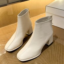 時裝靴女2022秋冬季時尚韓版粗跟棉短靴網紅時尚后拉鏈休閑馬丁靴