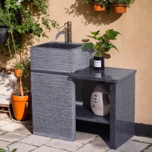 天然石头洗手盆户外庭院水池台盆大理石室外别墅花园石材洗手jω