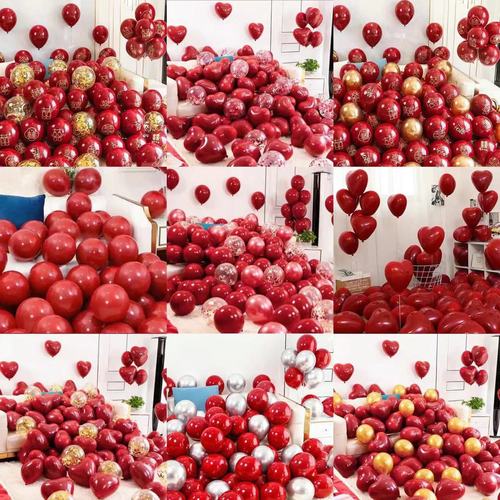 Wedding Balloon Decoration Wedding Room Romantic Double Layer Ruby Red Wedding Arrangement Balloon Wedding Room Balloon Set