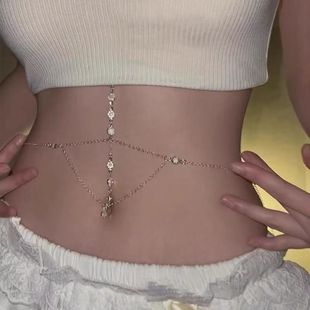 2025 New Vintage Flash Diamond Body Chain Niche Unique Design Waist Chain Bikini Tassel Accessories Women