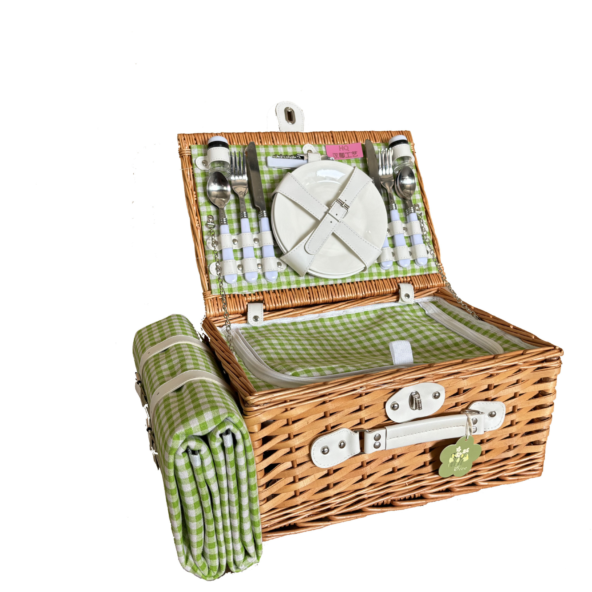 Canasta de picnic personalizada, mimbre hecho a mano con tapa, canasta de regalo, salida de primavera, canasta de almacenamiento de frutas, bolsa de aislamiento de vajilla