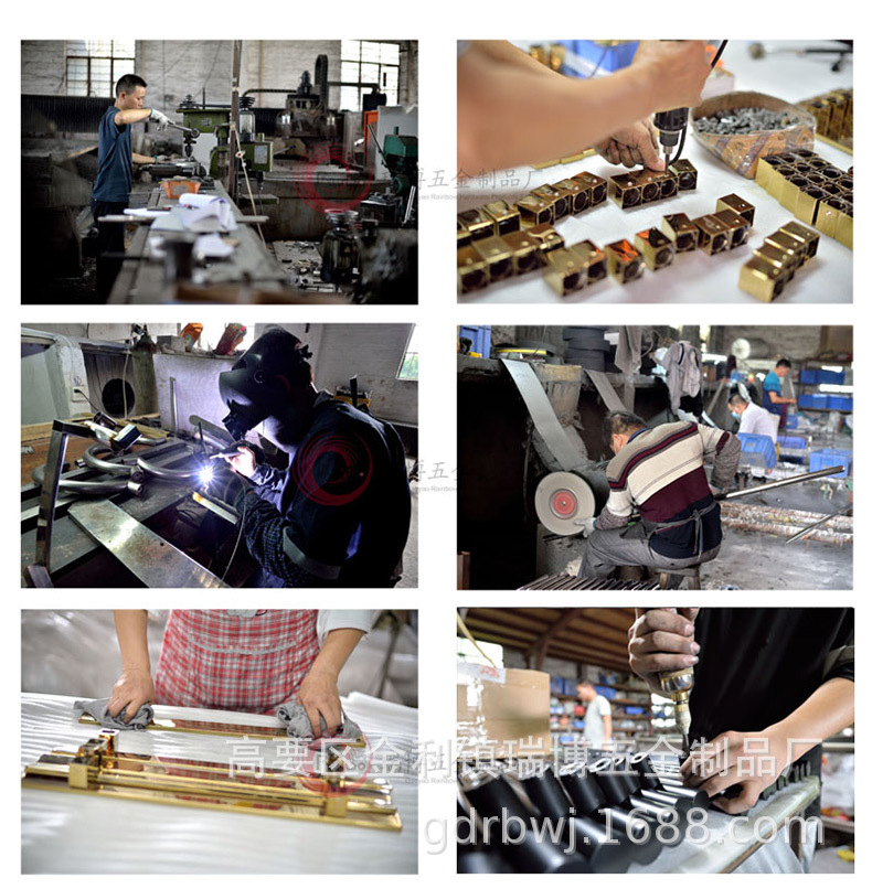 古铜色雕刻门把手中式玻璃门木门把手实心铝板定制对装