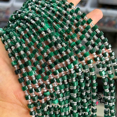 Natural Malachite Straight-Cut Spacer Beads 4*6mm Abacus Beads Loose Beads Semi-Finished DIY Necklace Bracelet Accessory Beads (Zərgərlik ara hissələri) - one-piece-of-46mm-spacer-39cm