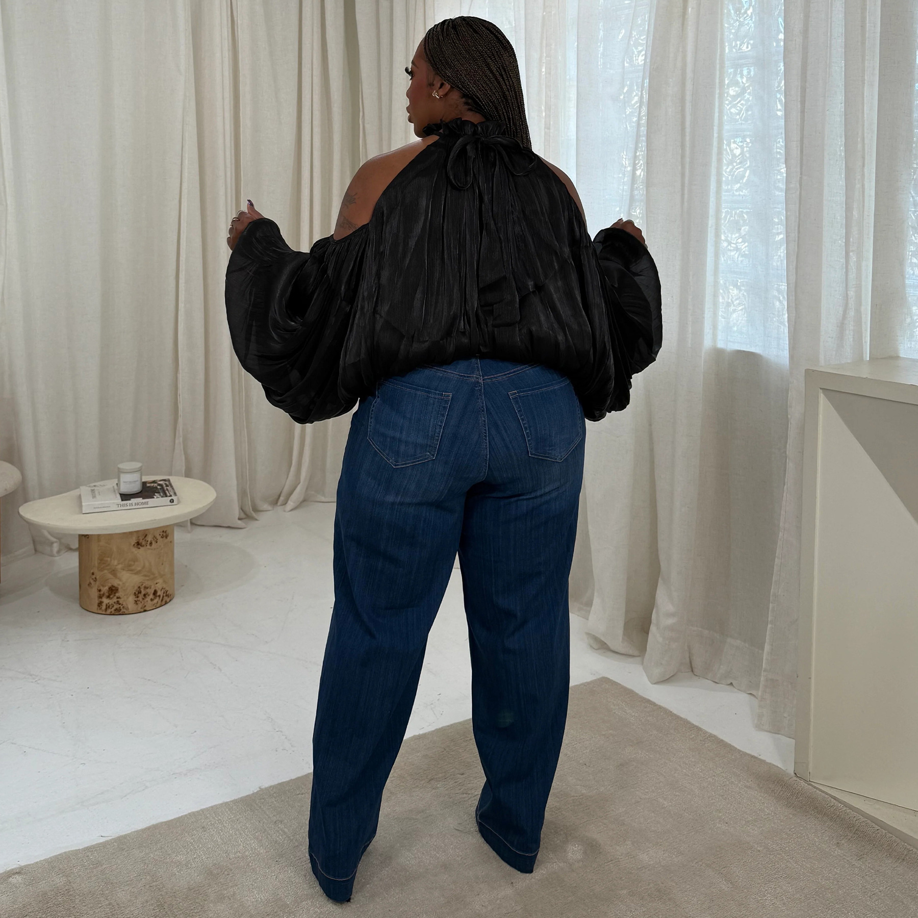 Damen Bluse Aus Organza Mit Schulterfreiem Ausschnitt Und Puffärmeln_voghion.com