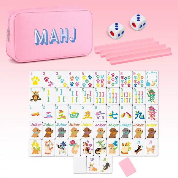 Amazon cross-border American mahjong small set with measuring ruler and dice, four-piece portable mini mahjong makeup bag