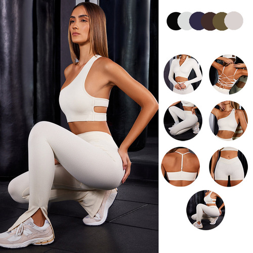 New Seamless Yoga Set for Women - Sports Bra and Underwear, Shaping Shorts, Fitness Long-Sleeve Top, and Long Pants - European and American Style on Instagram