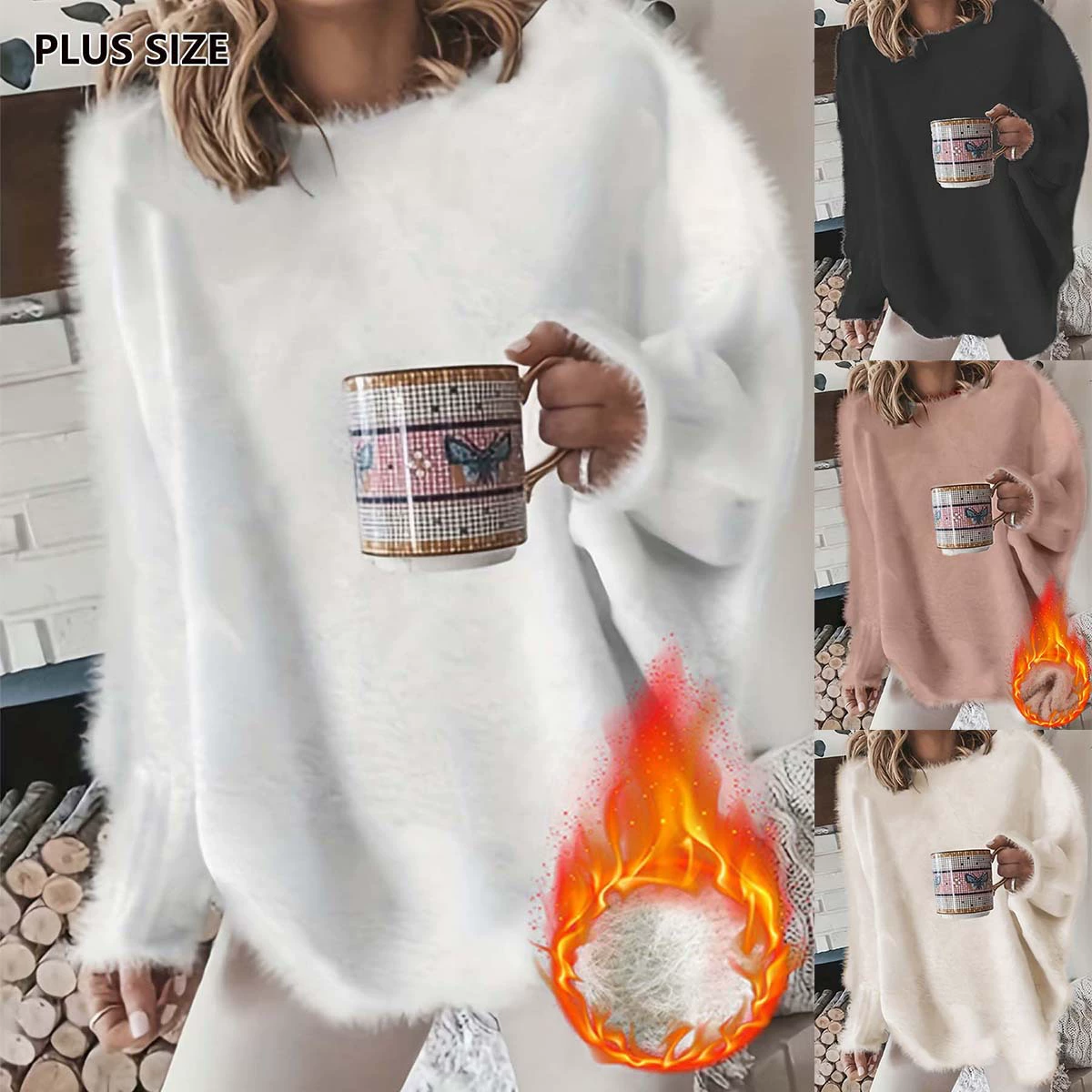 Женский вязаный пуловер оверсайз из искусственного меха норки, однотонный, с круглым вырезом и рукавами «летучая мышь», для осени и зимы