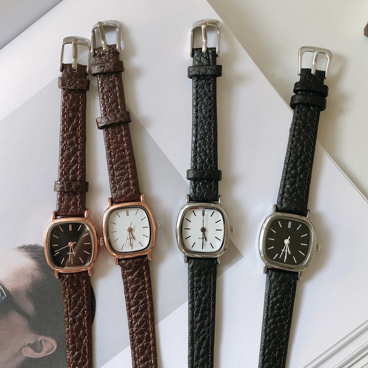 New Korean Style Trendy Simple Personality Retro Harajuku Style Student Men's and Women's Quartz Belt Couple Watches in Stock