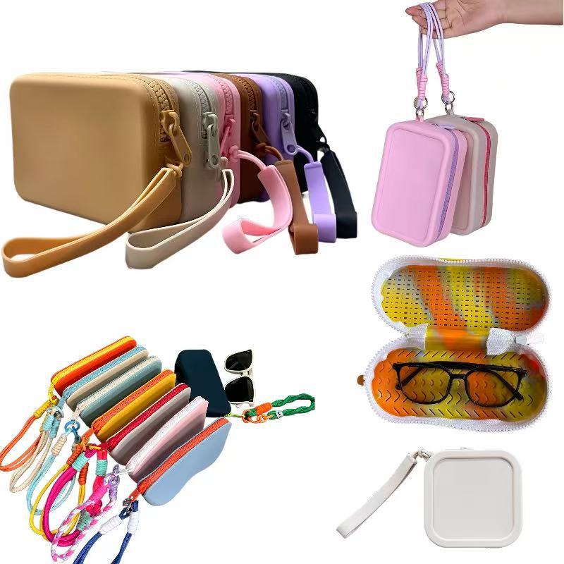 Cross-Border Versatile Silicone Cosmetic Bag Portable Crossbody Storage Bag Fashionable and Cute Dopamine Waterproof Coin Purse Bag