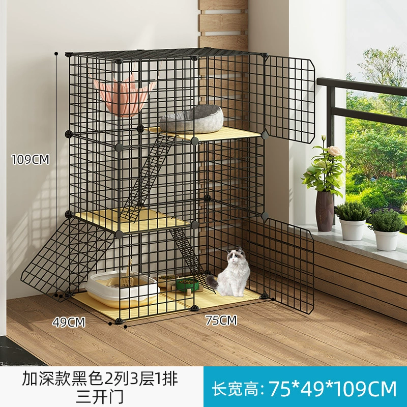 Cat Cage Double-Layer Indoor Pet House, Integrated Litter Box, Multi-Layer Kit