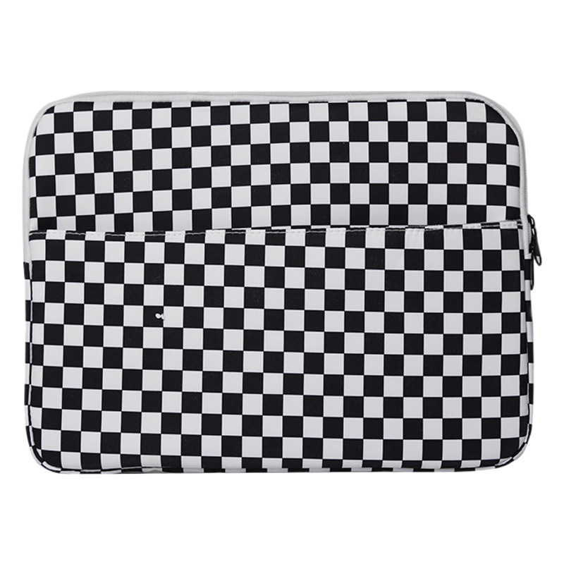 K-Style Ins Checkerboard Fleece-Lined iPad Bubble Wrap 11inch Liner Protective Cover 13.3 Inch 14 Laptop Bag