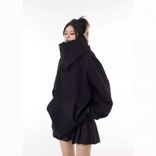 American fashion brand functional style coat turtleneck hooded sweater men's and women's niche original design loose top fashion