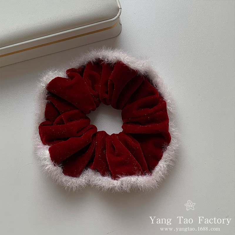 Año Nuevo coreano anillo de pelo de empalme rojo de encaje de encaje femenino de alta calidad temperamento bajo joyas de pelo de cola de caballo