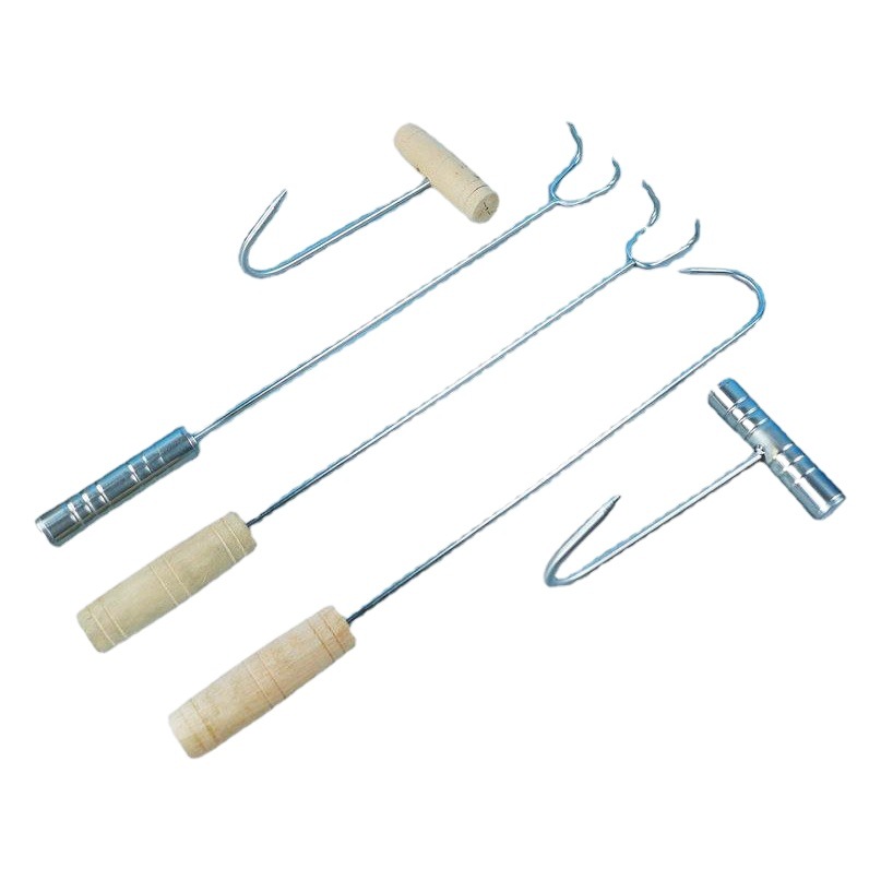 Mango de madera de acero inoxidable gancho de carne mango largo gancho de carne estofado gancho de cerdo gancho de carne asada gancho doble gancho