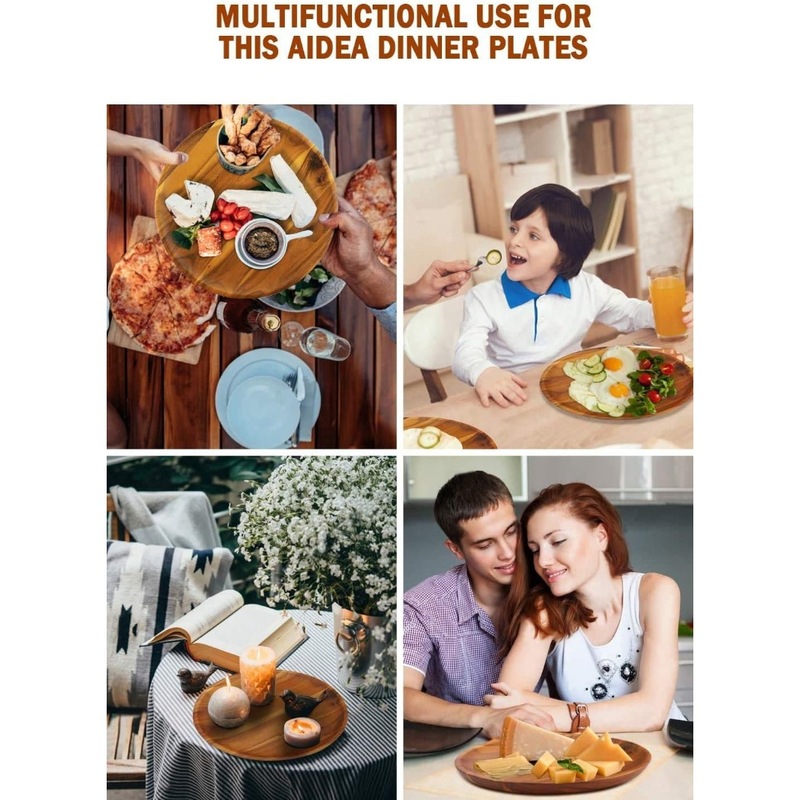国境を越えたアカシア材のディナープレート、家庭用食器、無垢材のトレイ、調理済み食品のパンプレート、洋食レストランのサラダプレート、Amazon|undefined