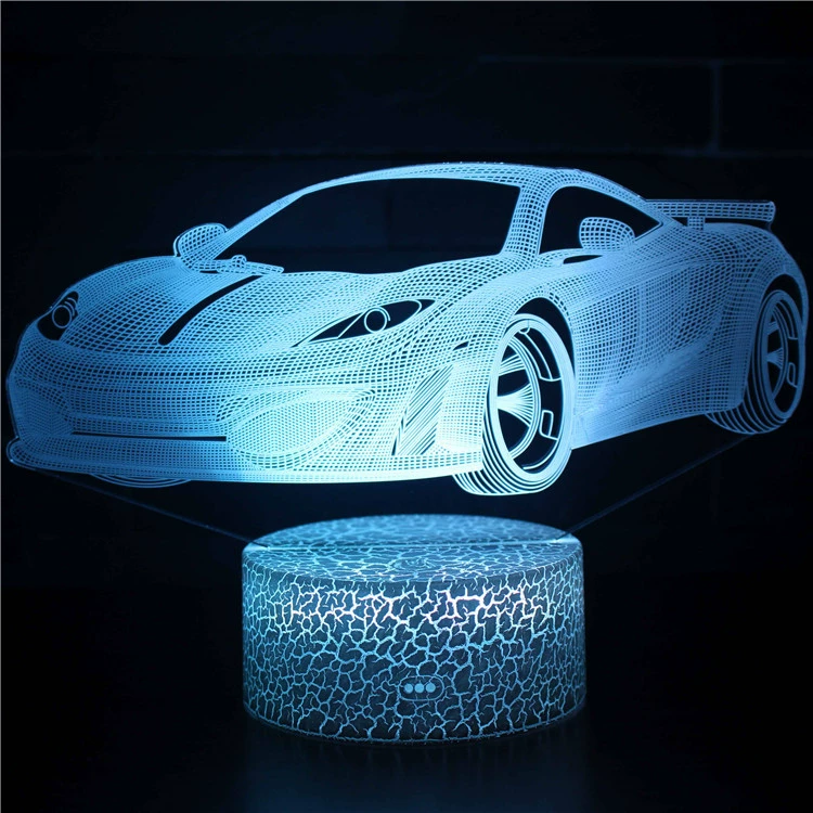 Светодиодная ночная подушка для гонок 3D с проектором, пульт ДУ, акриловая пластина 4 мм, 16 цветов