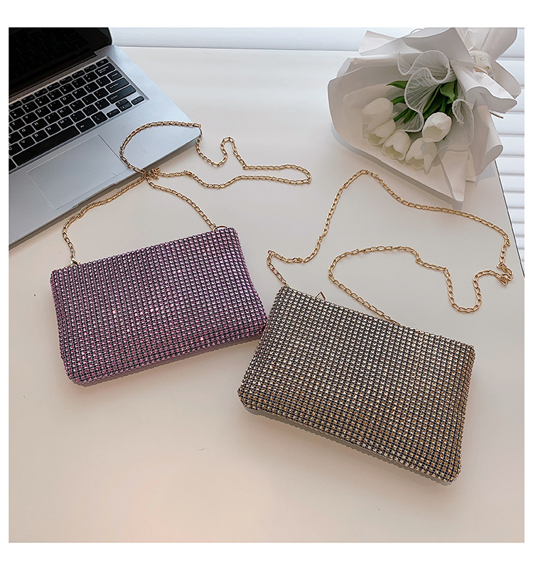 Black Pink Gold Pu Leather Solid Color Square Evening Bags display picture 2