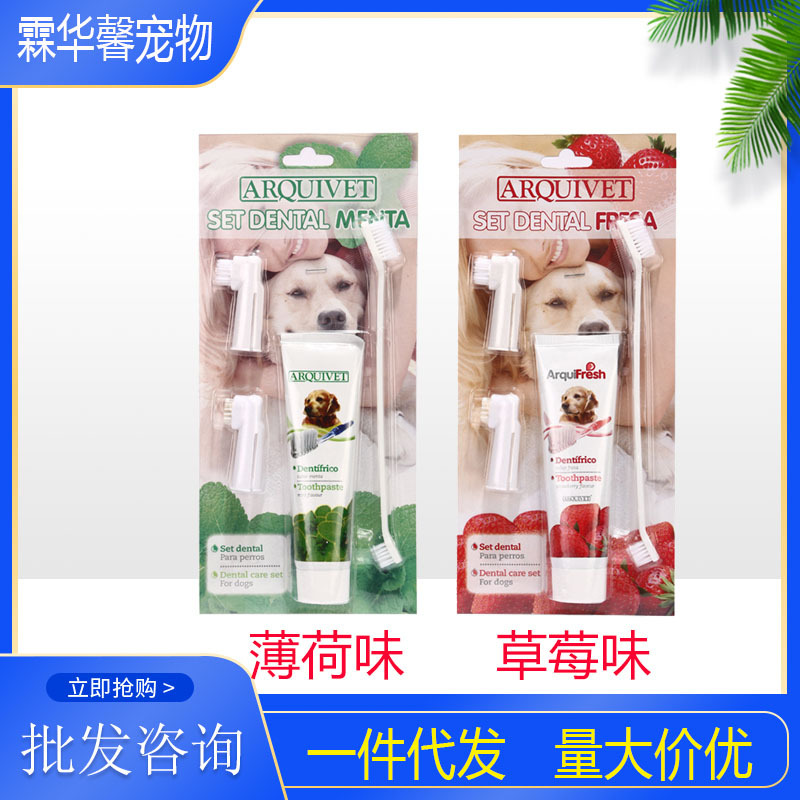 西班牙寵物牙膏牙刷套裝 口腔清潔寵物牙膏套裝清潔用品一件代發