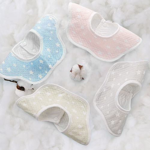 Eco-cotton bib petal saliva pocket newborn baby three-layer waterproof dirty children's bib baby saliva towel