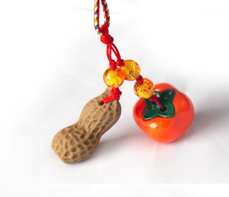 Factory Wholesale Resin Persimmon Pendant, Good Things Happen, Everything Goes Well, Creative Ornament Keychain