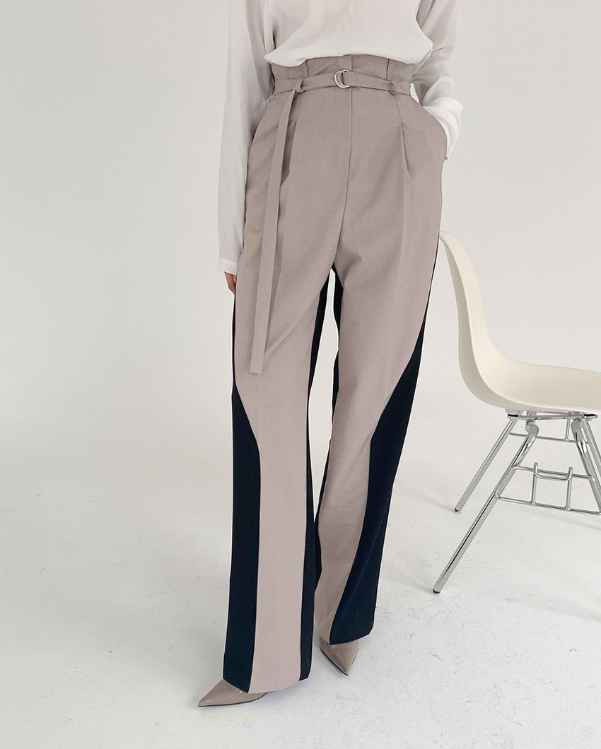 color matching high waist wide leg trousers NSSQS135791