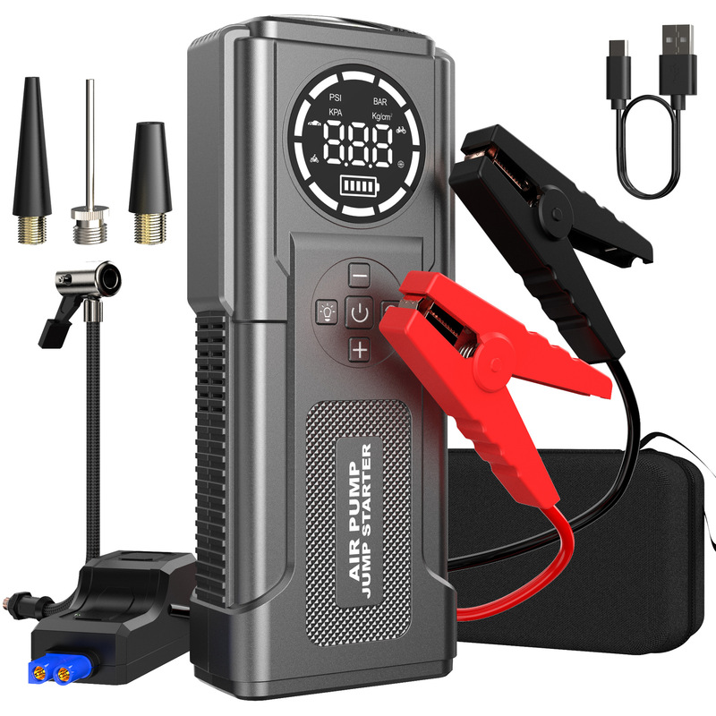 12V Car Emergency Starting Power Supply, Air Pump, Integrated Power Bank, Multifunctional Portable Battery Ignition Starter