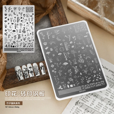 Popular nail art stamping plate with Chinese-style dynamic bow and heart patterns, nail transfer templates, nail art tools (Dırnaq bəzəkləri) - 1-traditional-chinese-style-series