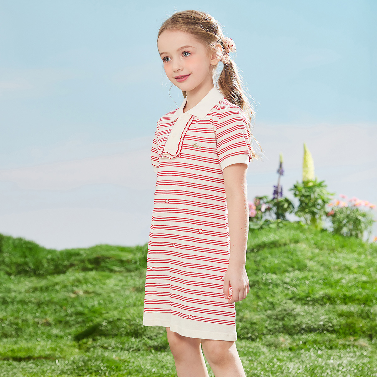 Ropa infantil LAVI, novedad de verano, vestido a rayas para niñas, vestido tipo Polo, vestido informal de línea A para niños medianos y grandes, vestido largo