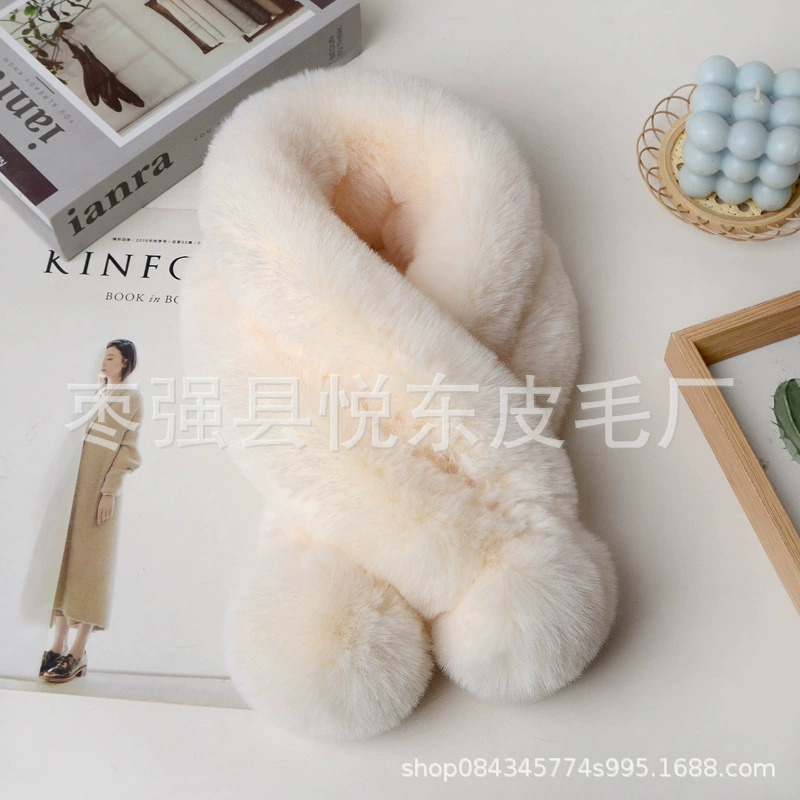 Фабрика оптовая имитация шарф из кролика из меха рекс осенью и зимой теплая, толстый плюшевый шарф с двумя трубками, студенческая шея, модная мягкая девушка