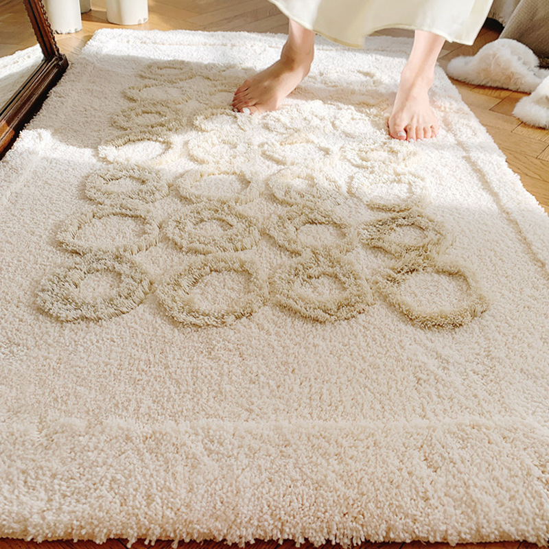 フランス式じゅうたんの高級な植毛の多いベッドルームの窓のベッドの上のじゅうたんの家庭用鏡の前で吸水して滑り止めの客間の大きいじゅうたん