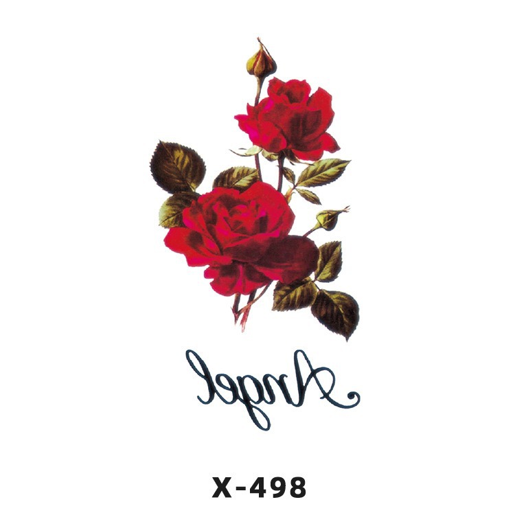 Arco de flor pequeña pegatinas de tatuaje fresco 3D dibujos animados transfronterizo Henna rosa impermeable texto en inglés pegatinas de tatuaje