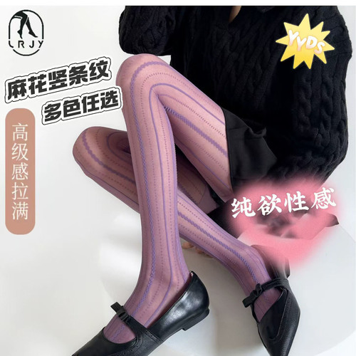 Floral floral jacquard vertical lace exquisite pattern romantic retro jacquard sexy pure desire thin transparent pantyhose