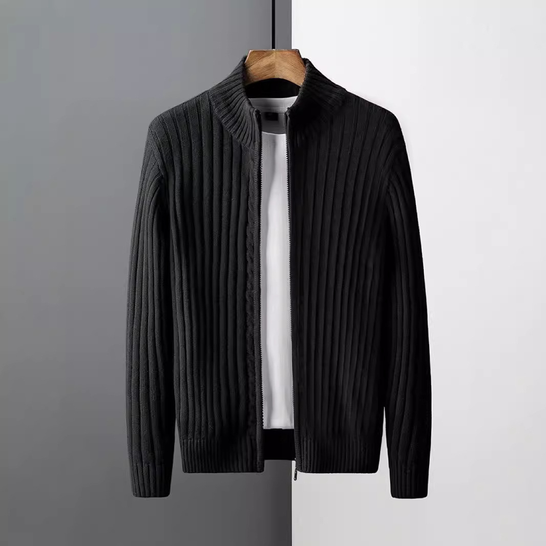 2025 Spring/Autumn New Men's Cardigan Sweater Korean Style Zipper Outerwear Knitted Jacket Thickened Autumn and Winter National Trend INS