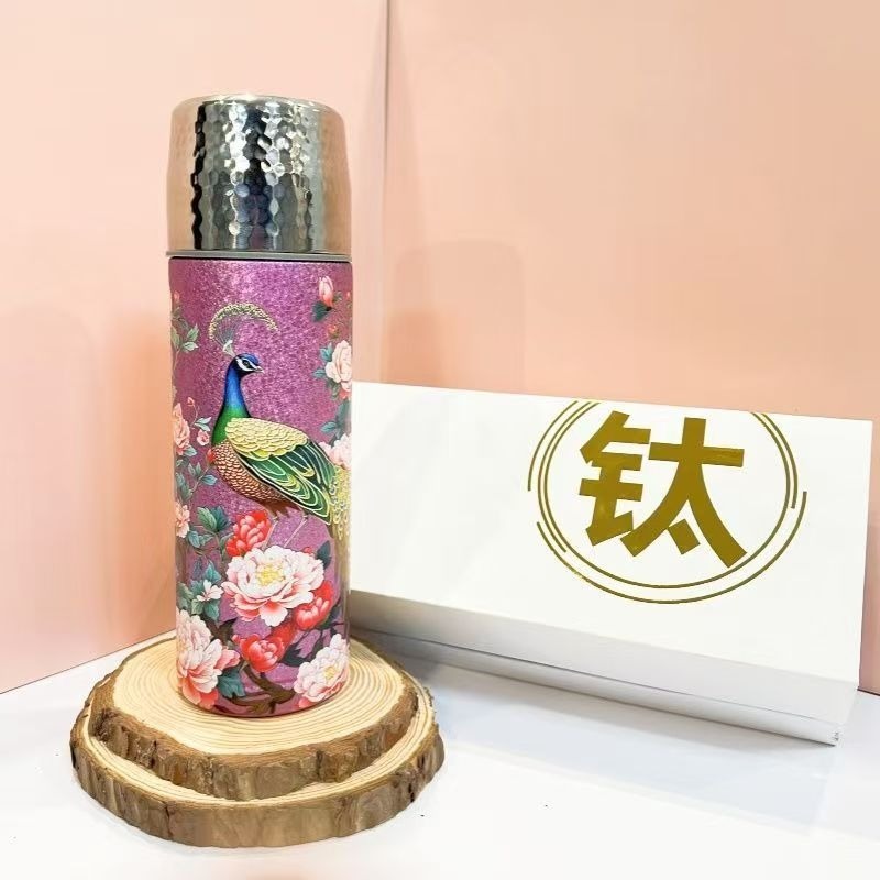 新款纯钛保温杯便携式大容量钛杯冰花男士水杯商务高颜值泡茶杯|undefined