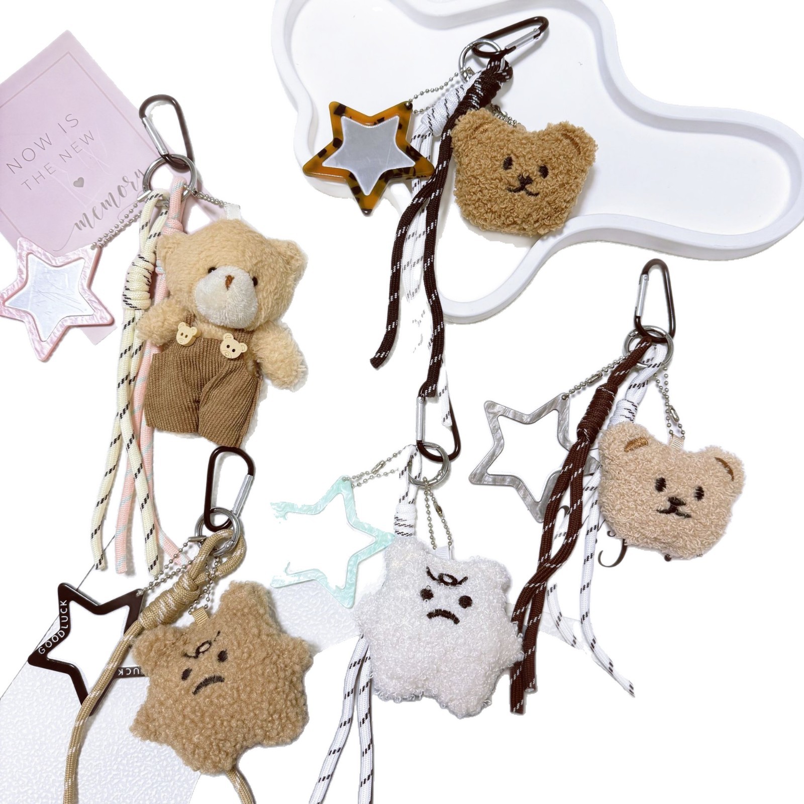 Pelusa dopamina diy Bears bolsos colgantes lindos caricaturas Bears béisbol llaveros Miu 系 colgantes de cuerda trenzada